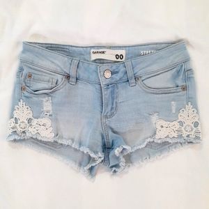 Garage light blue crochet shorts